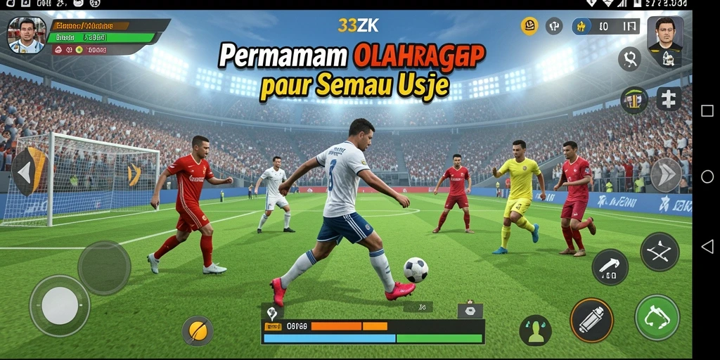 Tampilan gameplay 33ZK yang menampilkan aksi pertandingan olahraga.