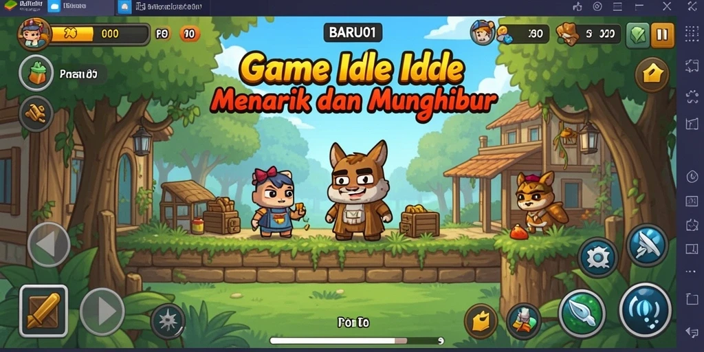 Screenshot dari gameplay menyenangkan di BARU01 yang menunjukkan kemajuan karakter.