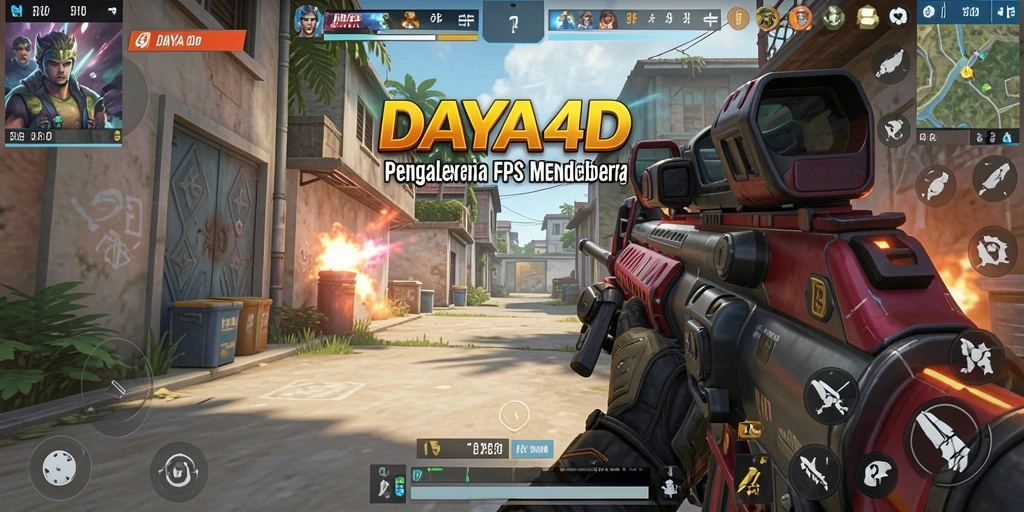 Screenshot utama DAYA4D menampilkan aksi gameplay FPS yang intens.