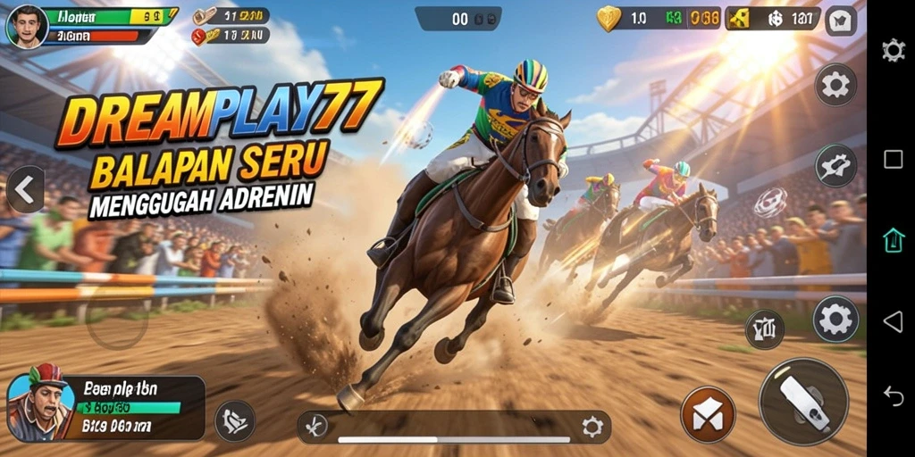 Tangkapan layar gameplay <strong>DREAMPLAY77</strong> yang menunjukkan balapan mendebarkan.