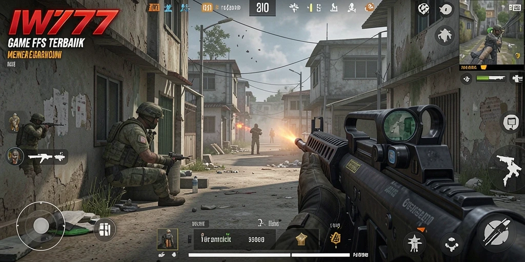 Tampilan gameplay IW777 yang penuh aksi dalam mode FPS.