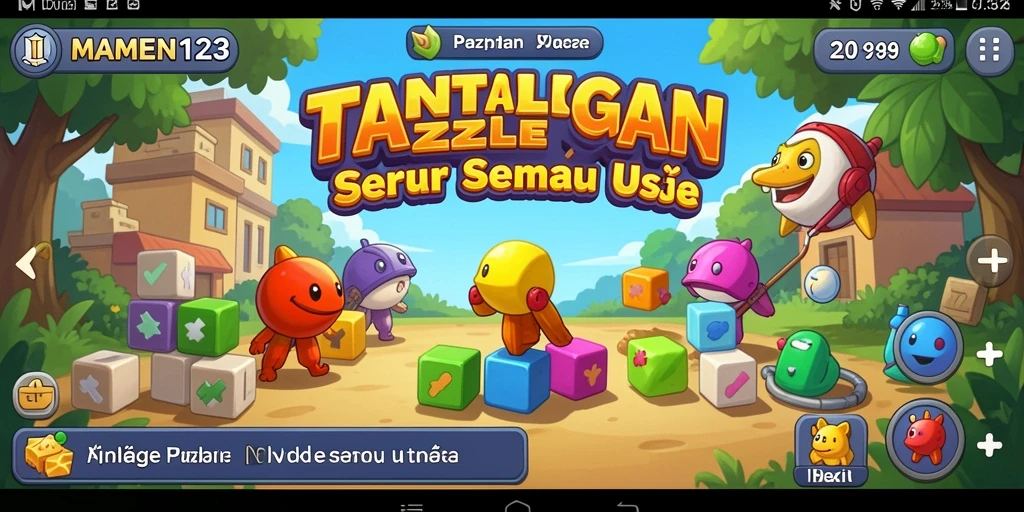 Tangkapan layar gameplay MAMEN123 dengan teka-teki menarik.