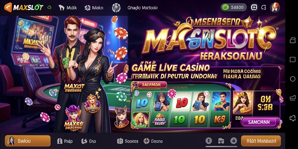 Tangkapan layar gameplay <strong>MAXSLOT</strong> menampilkan dealer live yang berinteraksi dengan pemain.