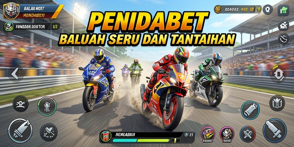 Screenshot gameplay PENIDABET dengan aksi balapan motor yang mendebarkan.