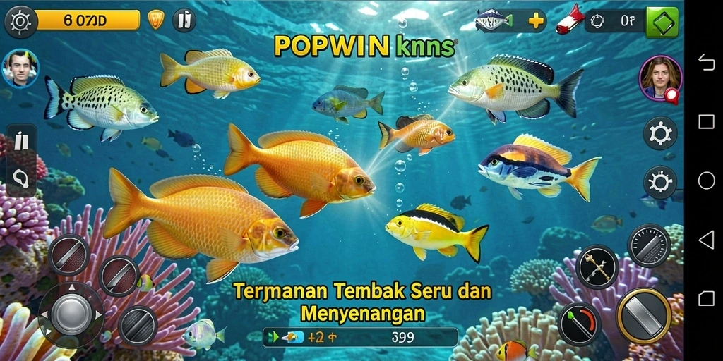 Screenshot gameplay POPWIN menampilkan aksi tembak ikan yang mengasyikkan.