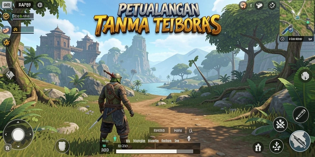 Screenshot gameplay RAP89 yang menunjukkan petualangan di dunia terbuka.