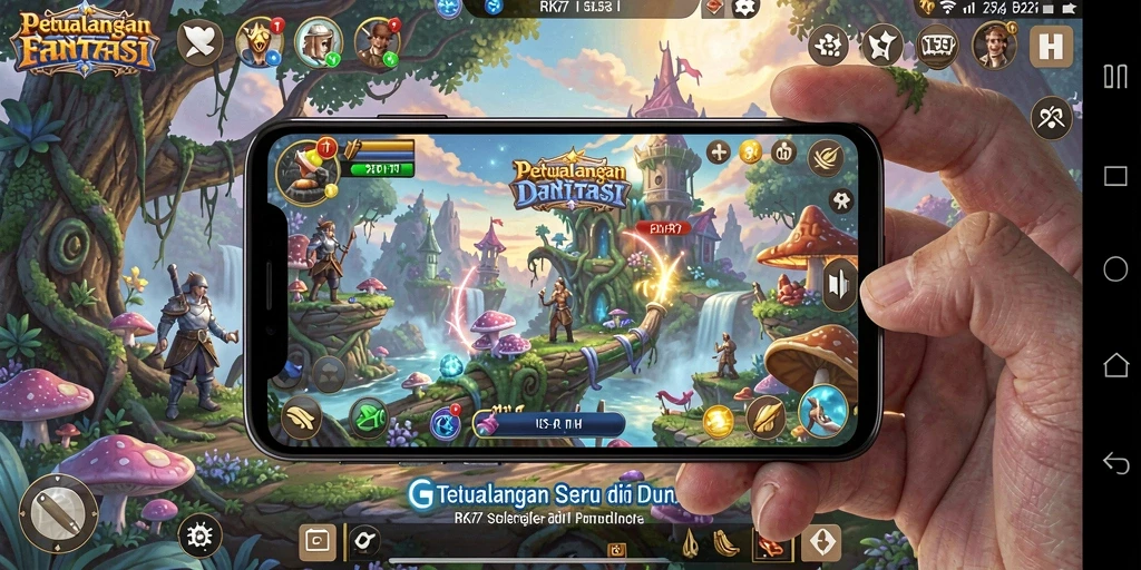 Gameplay petualangan seru di RK77 dengan grafik menakjubkan.