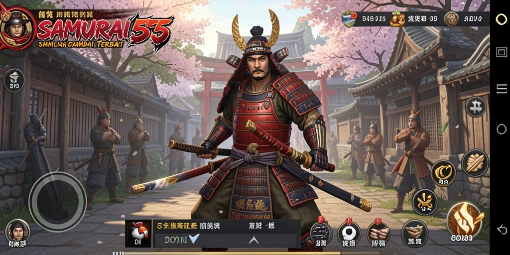 Screenshot gameplay <strong>SAMURAI555</strong> menunjukkan aksi pertarungan seru yang mendalam.