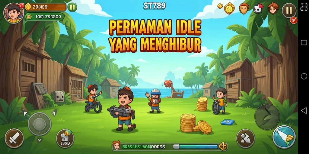 Screenshot gameplay ST789 menampilkan karakter aktif dan grafis yang cerah.