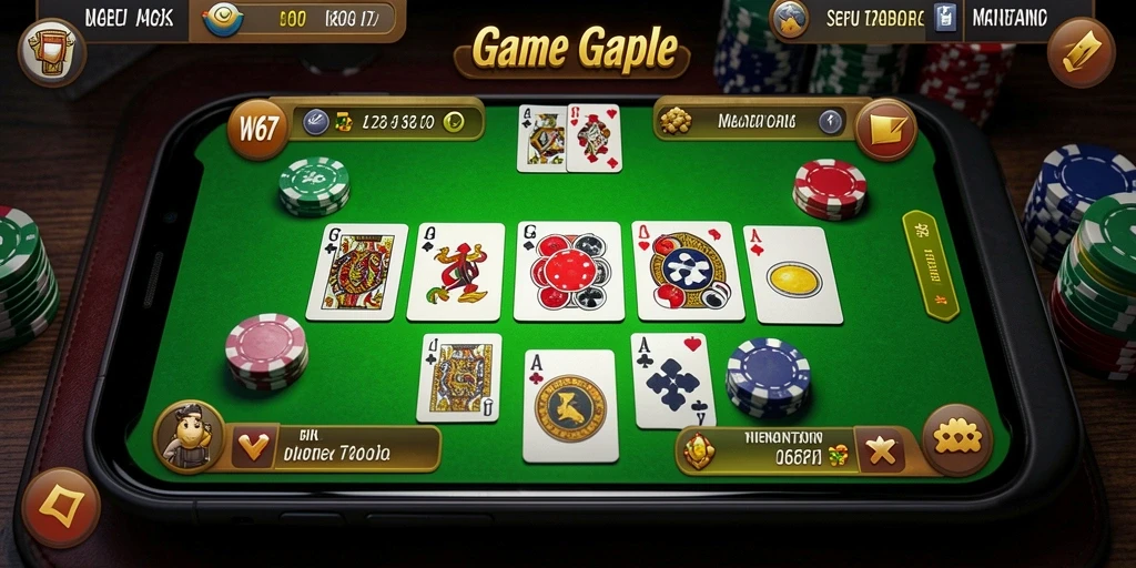 Screenshot W67 menampilkan gameplay seru Gaple yang mendebarkan.